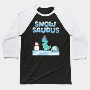 Snow dinosaur snow play with snowman and iglu winter lover Baseball T-Shirt